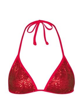 SKIMS SEQUIN TRIANGLE BIKINI TOP- Brick Size 2X